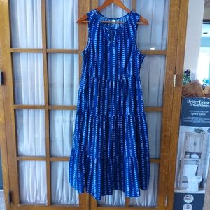 Sleeveless 100% cotton shibori tie dye tiered midaxi summer dress